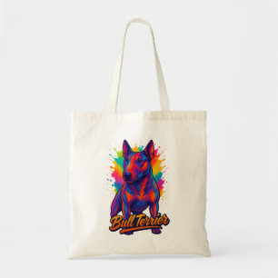 Tote Bag Bull Terrier Neon Pop Art – Couleur Chien Coloré V