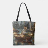 Tote Bag Bull Terrier Noël Festive Voyage (Dos)