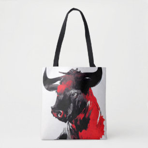 Tote Bag Bull Wild Nature Free Spirit Art Brush Peinture