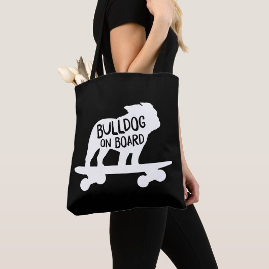 Tote Bag Bulldog à bord | Chien de Skateboard Silhouette (De près)