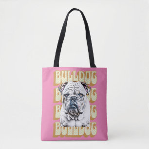 Tote Bag Bulldog anglais avec police rétro