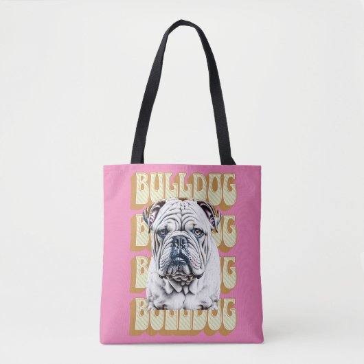 Tote Bag Bulldog anglais avec police rétro (Devant)