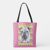 Tote Bag Bulldog anglais avec police rétro (Dos)