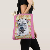 Tote Bag Bulldog anglais avec police rétro (De près)