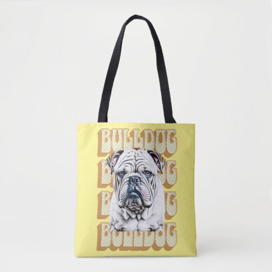 Tote Bag Bulldog anglais avec police rétro (Devant)