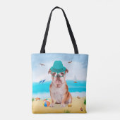 Tote Bag Bulldog anglais sur la plage (Dos)