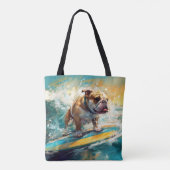 Tote Bag Bulldog Beach Surf Peinture (Dos)