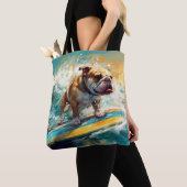 Tote Bag Bulldog Beach Surf Peinture (De près)
