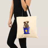 Tote Bag Bulldog Bucket Of Love Blue (Devant (produit))