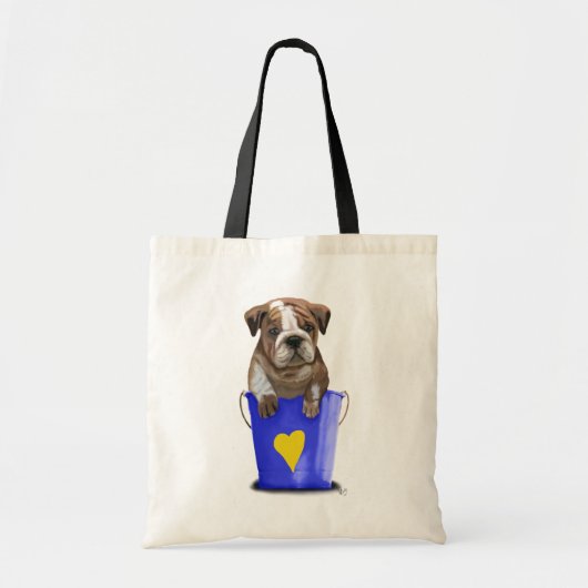 Tote Bag Bulldog Bucket Of Love Blue (Devant)