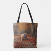 Tote Bag Bulldog en automne Feuilles automne Inspire (Dos)