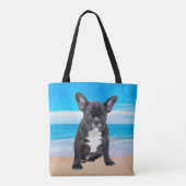 Tote Bag Bulldog Français Assis Sur La Plage (Dos)