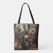 Tote Bag Bulle Terrier Riding Moto Halloween effrayant (Dos)