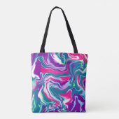 Tote Bag Bulles turquoise et rose Fluid Art (Dos)