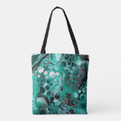 Tote Bag Bulles turquoises et noires Cellules d'art fluides (Dos)