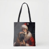 Tote Bag Bullmastiff avec Noël Festif du Père Noël (Devant)