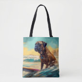 Tote Bag Bullmastiff Beach Surfing Peinture (Devant)