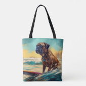 Tote Bag Bullmastiff Beach Surfing Peinture (Dos)