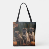 Tote Bag Bullmastiff Chiot Automne Citrouille de plaisir (Dos)