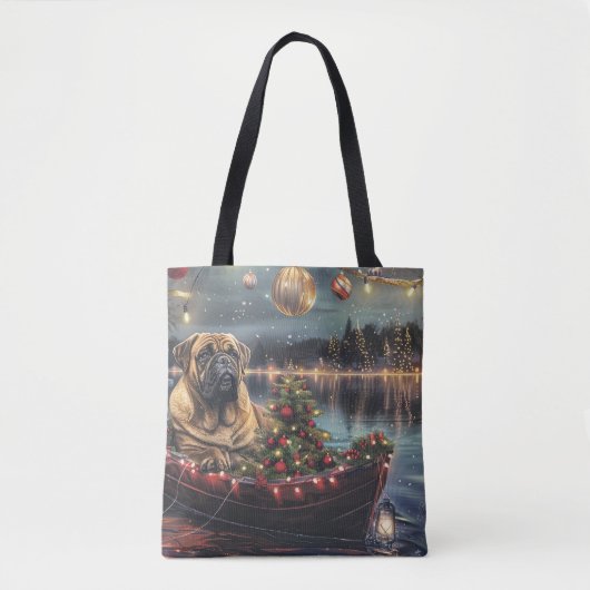 Tote Bag Bullmastiff Noël Festive Voyage (Devant)