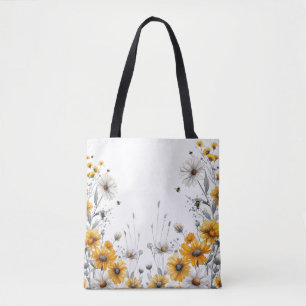Tote Bag Bumble abeilles et marguerites Lover Daisy Flower 