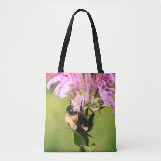 Tote Bag Bumble Bee On Bee Balm Flower Close Up (Devant)