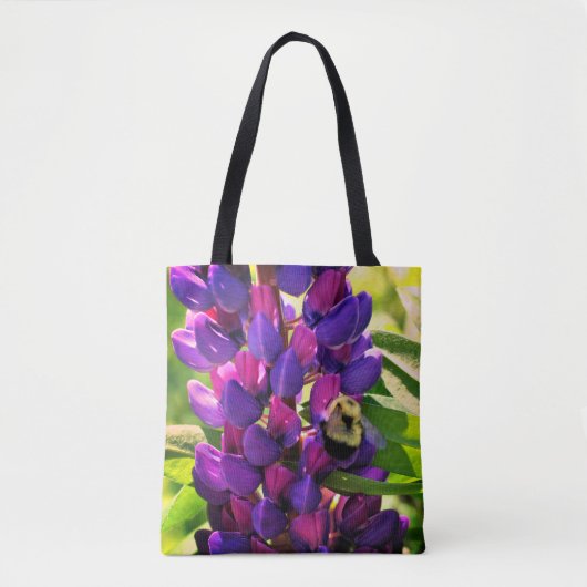 Tote Bag Bumble Bee On Wild Lupine Flower Close Up (Devant)