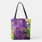 Tote Bag Bumble Bee On Wild Lupine Flower Close Up (Dos)