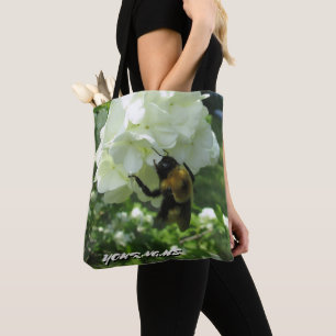 Tote Bag Bumble Bee sur Snowball bush et votre nom