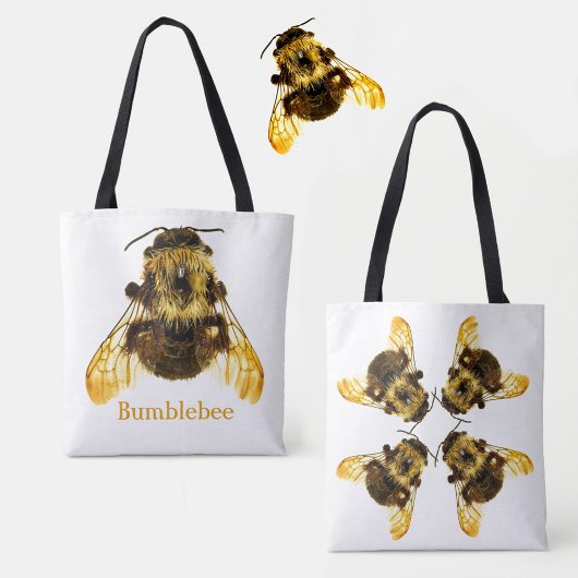 Tote Bag Bumblebees jaunes sur blanc