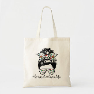 Tote Bag bun vie désordonnée d'une mère d'école familiale j