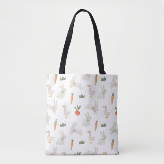 Tote Bag Bunnies & Canards sur le Motif de ferme (Devant)