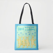 Tote Bag Bunnies Danse comme personne ne regarde vert jaune (Devant)