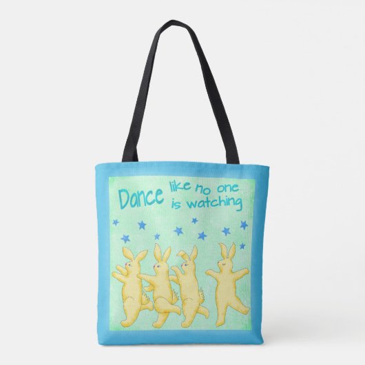 Tote Bag Bunnies Danse comme personne ne regarde vert jaune (Dos)