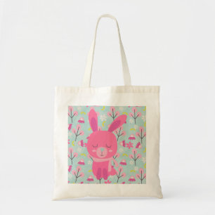 Tote Bag Bunnies et fleurs roses