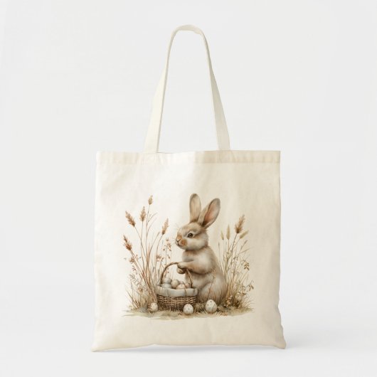 Tote Bag Bunny beige Boho de la fête de Pâques (Devant)
