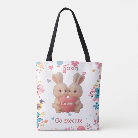 Tote Bag Bunny Christmas Stocking – Personal Holiday Ch arm (Dos)