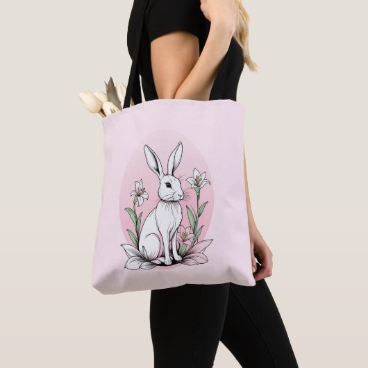 Tote Bag Bunny et Lilies (De près)