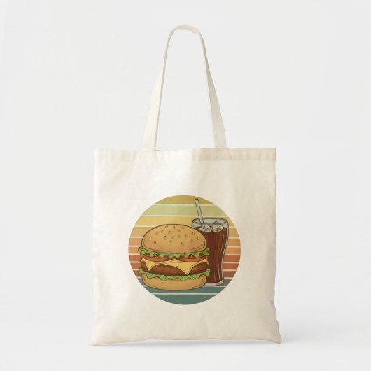 Tote Bag Burger et cola rétro. (Devant)