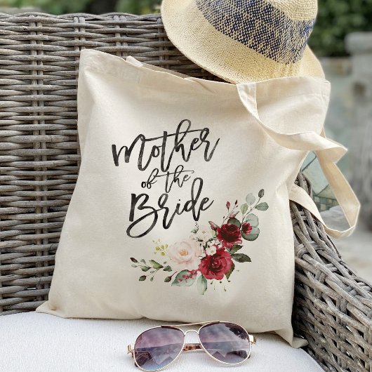 Tote Bag Burgundy Blush floral mère de la mariée