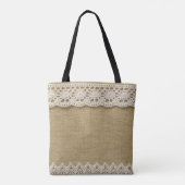 Tote Bag Burlap, dentelle texture tissu. (Dos)