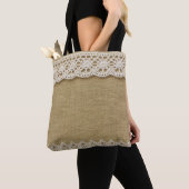 Tote Bag Burlap, dentelle texture tissu. (De près)