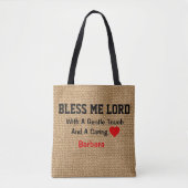 Tote Bag Burlap personnalisé Imprimer la prière pour les in (Devant)