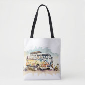 Tote Bag Bus Hippie Floral Retro (Devant)