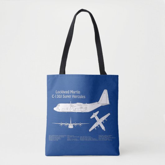 Tote Bag C-130 Hercules - Plan directeur de l'avion ABD (Devant)