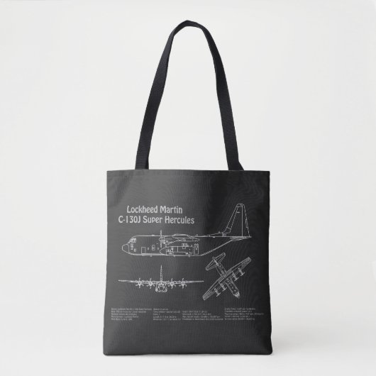 Tote Bag C-130 Hercules - Plan directeur de l'avion PD (Devant)