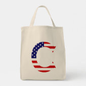 Tote Bag C Monogramme superposé sur le drapeau américain gt (Dos)