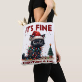 Tote Bag "Ça va, tout va bien !" Chat de Noël (De près)