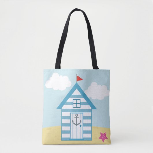 Tote Bag Cabane de plage bleue (Devant)