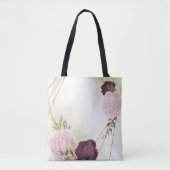 Tote Bag cabernet vert rose fleuri (Devant)